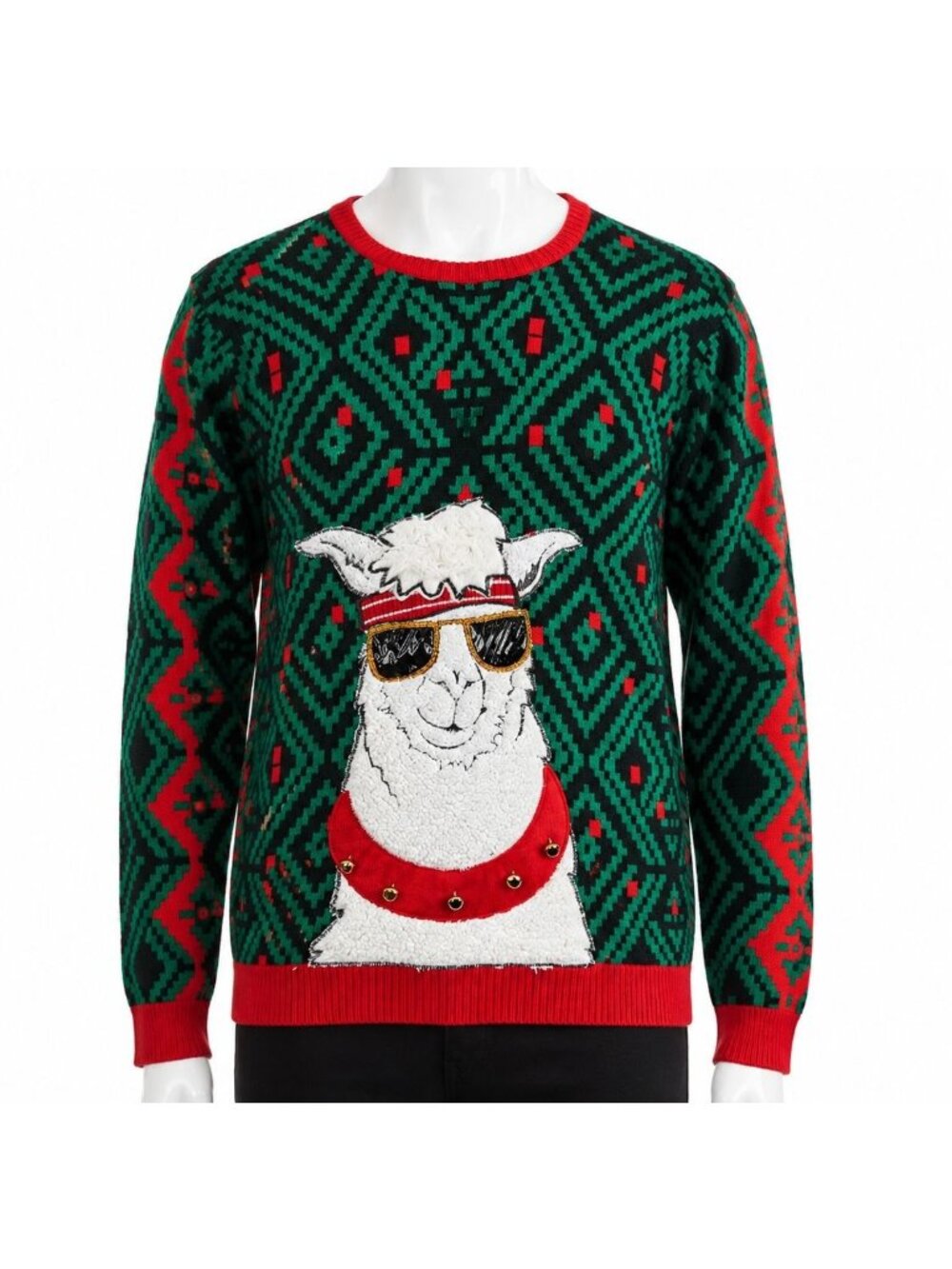 Llama Christmas Sweater Mens XL Red Green Ugly Funny Holiday Jolly Acrylic